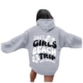 thumbnail image 1 of Chandail à Capuche Graphique à Lettres pour Femmes, Chandail à Manches Longues, Manteau à Col Rabattu, Tunique Longue, Chandail à Capuche, Veste d'Hiver, 1 of 6