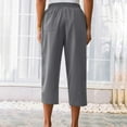 thumbnail image 4 of iHPH7 Travel Pants Women, Pull On Capris for Women, Gauze Pants, Summer Capris for Women Lightweight, Linen Pants Women, Dark Gray L, 4 of 5