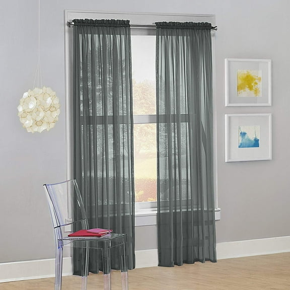 Set of 2 Sheer Voile Transparent Window Treatment Curtain Panel Drapes