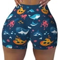 thumbnail image 2 of Logiee Ocean Floor Animals Print Women's Biker Shorts,Workout Gym Shorts,Scrunch Shorts,Tummy Control Hidden Scrunch Running Yoga Shorts-Medium, 2 of 8