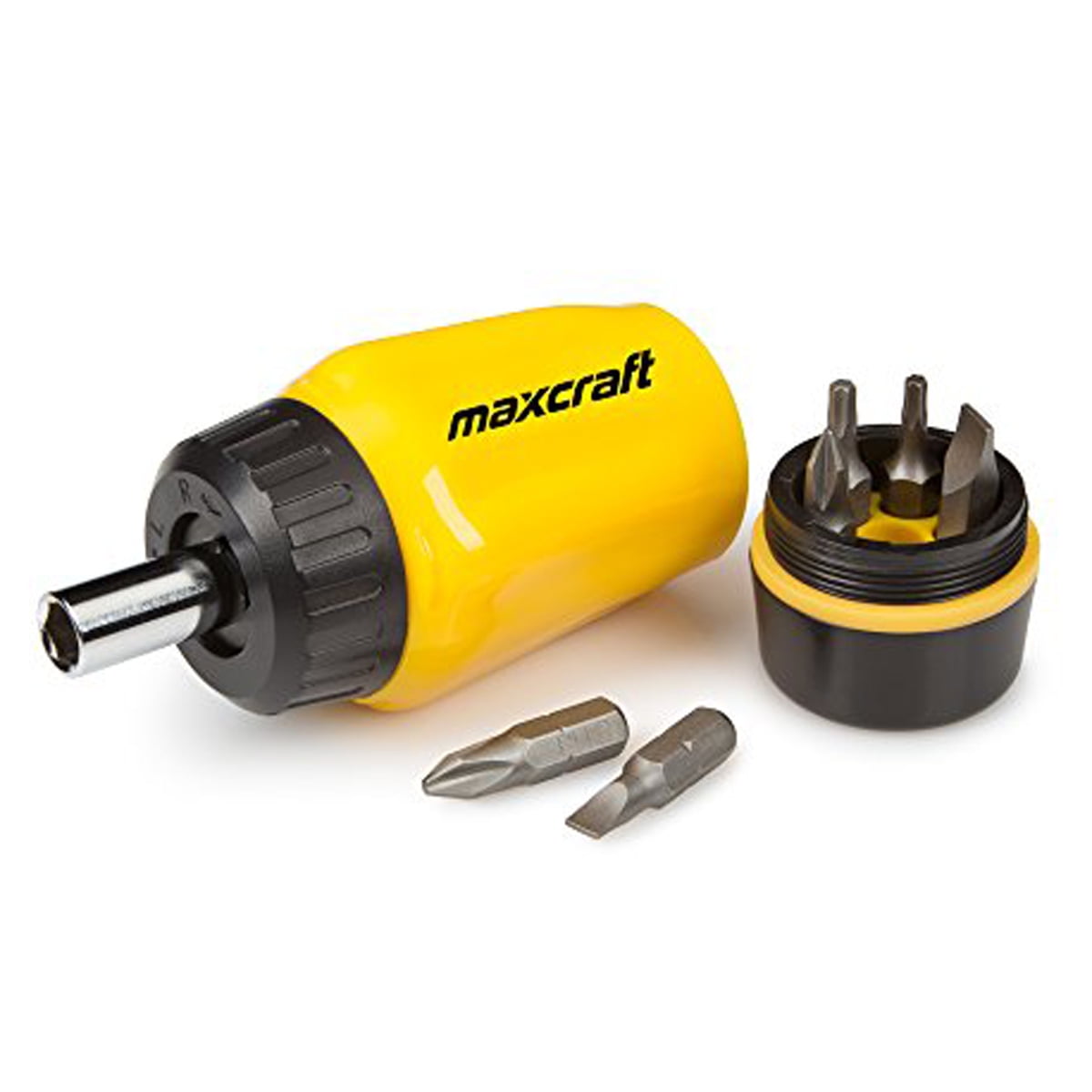 Maxcraft 60599 Gearless Stubby Ratchet Screwdriver 6 in 1 Bits Set Multi Bit Case Pack of 6