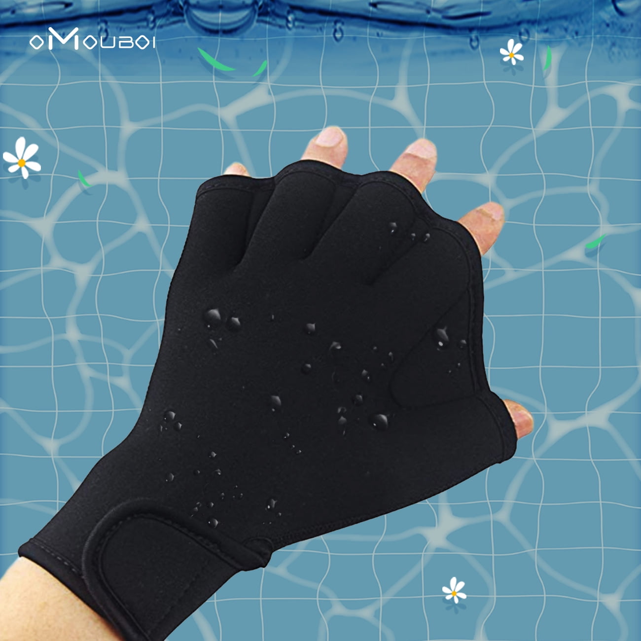 1 Pair OMOUBOI Swimming Gloves bed Paddle Aquatic Unisex Swim
