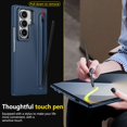 thumbnail image 3 of LHNUNP Case for Samsung Galaxy Z Fold 3 with Screen Protector, S Pen Holder, Metal Kickstand, Slim Hard PC Protective Cover,Blue, 3 of 7