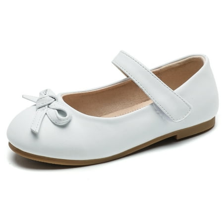 

DADAWEN Girls White Dress Shoes School Uniform Mary Jane Princess Ballerina Flower Girl Shoes 11.5 Little Kid