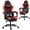 Red, variant on DELMANGO Ergonomic Reclining Gaming Chair with Linkage Armrests & Footrest, Racing Style Office Chair, PU Leather Computer Desk Chair, Black