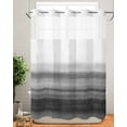 thumbnail image 2 of No Hook Shower Curtains, Black White Ombre Stall Bathroom Curtain with Snap in Liner, Vintage Minimalism Abstract Stripes Waterproof Washable Fabric Bathroom Shower Curtain Sets, 48" x 72", 2 of 7