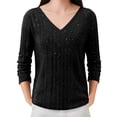 thumbnail image 2 of Womens Blouses Women's Winter V Neck Real Sequin Glitter Knitted Sweater Fashion Clothing, 2 of 6