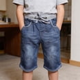 thumbnail image 2 of Huanglei Boys Casual Pants With Elastic Waist And For Play And Everyday Wear ，Toddler Denim Shorts /Size 4-5 Years(Dark Blue), 2 of 4