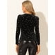thumbnail image 5 of Blusa De Manga Larga Con Cuello En V De Terciopelo Para Mujer, Blusa Con Estrellas Brillantes Metálicas Doradas Negro XL, 5 of 6
