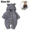 thumbnail image 1 of 1 pieza de mono de punto para bebé niño y niña, conjunto con capucha para bebé, suéter, mono de oso, mono de una pieza, ropa de abrigo, 1 of 8