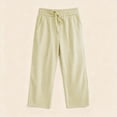 thumbnail image 6 of KyCheLot Girls Summer Pants Cotton Linen Capris Comfy Lounge Drawstring Waist Crop Pants with Pockets 4-14Years, 6 of 7