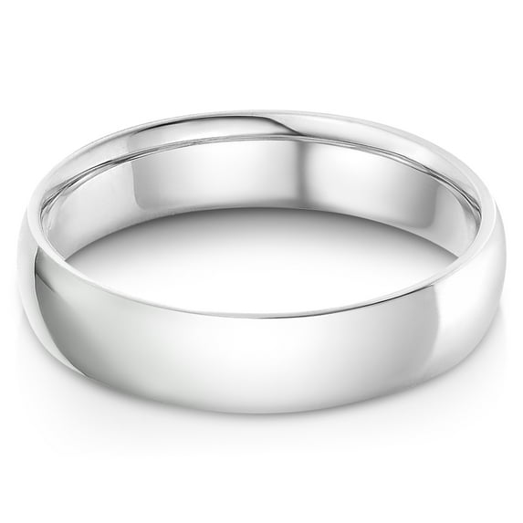 Ioka - 14k Solid White Gold 5mm Plain Standard Classic Fit Traditional Wedding Band Ring - size 6.5