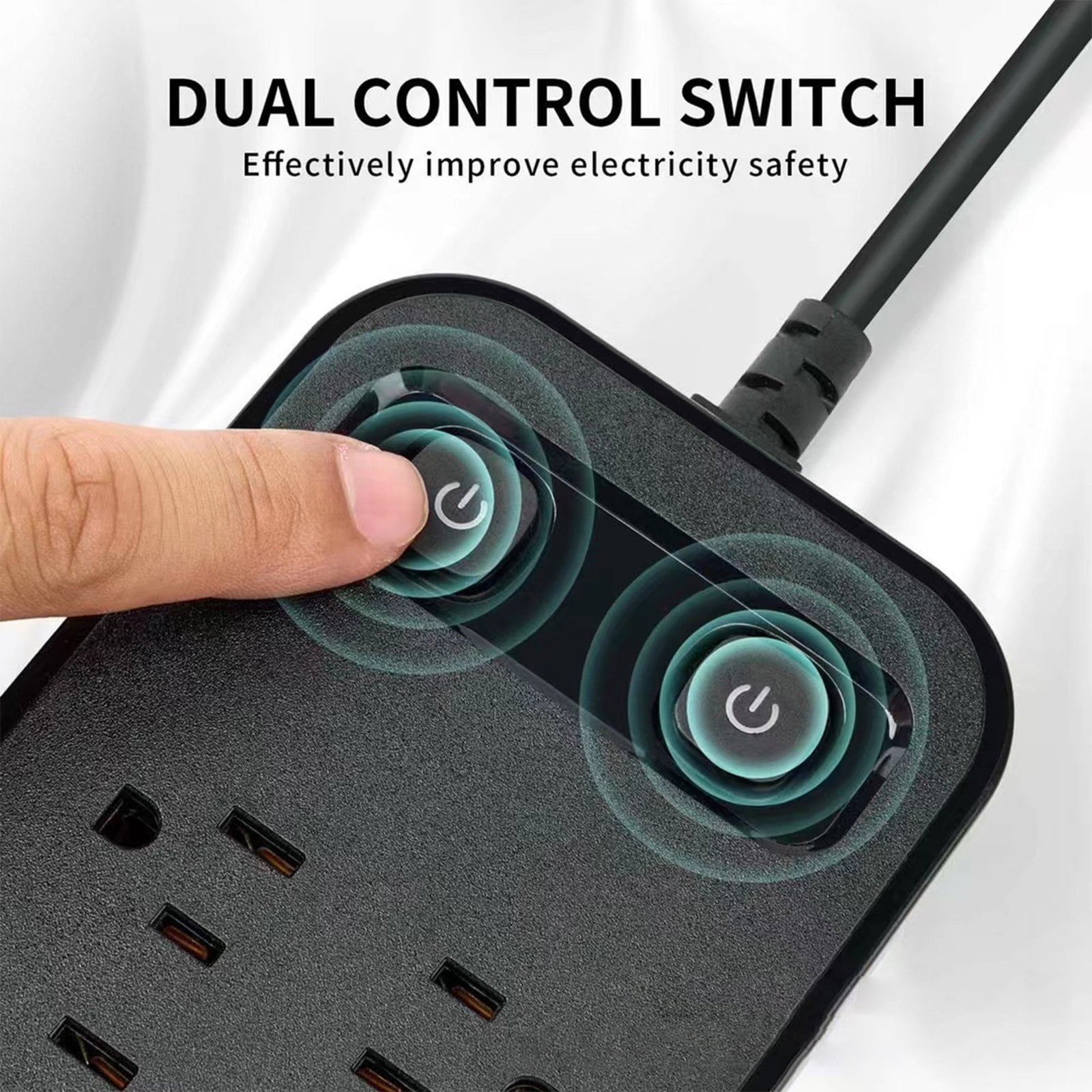 Power Strip, ZzCityTK 12 Surge Protector with USB Ports, 1250W Overload Protection Flame Retardant ABS for Home Office Gaming, Black