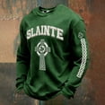 thumbnail image 2 of IWRICH Men's St. Patrick's Day Printed Waffle T-Shirt Waffle Slainte Irish Celtic Cross Tops Long Sleeve Crew Neck Tees Dark Green S, 2 of 3