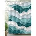 thumbnail image 3 of Turquoise Ombre Waterproof Fabric Shower Curtain, Modern Geometric Moire Abstract Art Shower Curtain for Bathroom Curtains Bathtubs Hotel Washable Shower Curtains with 12 Hooks Stall 48x72in, 3 of 6