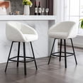 thumbnail image 6 of ONEVOG 360° Swivel Sherpa Upholstered Counter Height Bar Stools with Back Set of 2, Modern Bar Stools with Black Legs, White, 6 of 9