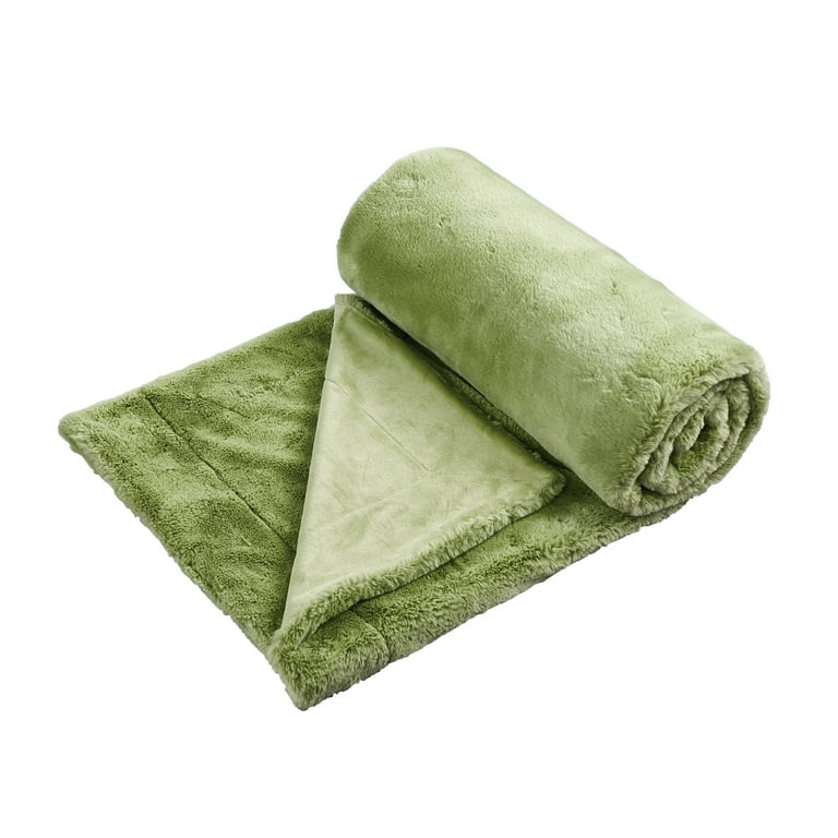 Home Soft Things Faux Fur Throw Green Moss 50 x 60