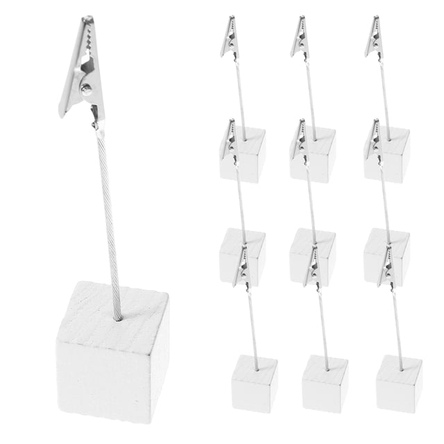 NUOLUX 10 unidades de soportes para fotos y notas con base cúbica (blanco)