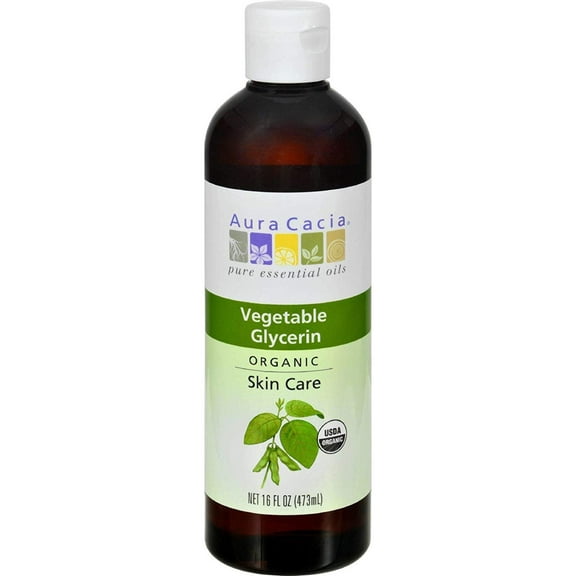 Aura Cacia Organic Skin Care Vegetable Glycerin Oil, Odorless Liquid, 16 oz
