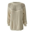 thumbnail image 4 of Fesfesfes Ladies Sweater Round Neck Lace Fashion Sweater Tops for Women Raglan Shoulder Long Sleeve Sweater Plus Size $10, 4 of 7