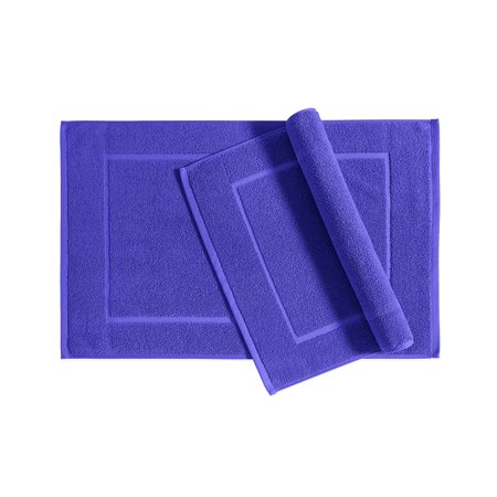 WELHOME Cotton Set of 2 Bath Mats; 20 X 30 Inch, Soft and Absorbent Navy Blue