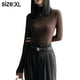 thumbnail image 2 of Camisetas de manga larga con cuello alto para mujer, suéteres casuales ajustados, camisetas con capas, 2 of 5