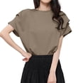 thumbnail image 2 of Fiudx Ofertas Flash Artículos En Oferta Camiseta de Color Liso para Mujer Blusas Holgadas de Manga Corta con Cuello Redondo, 2 of 6