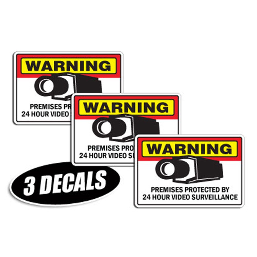 3 PACK SECURITY SURVEILLANCE DECALS sticker decal label video warning