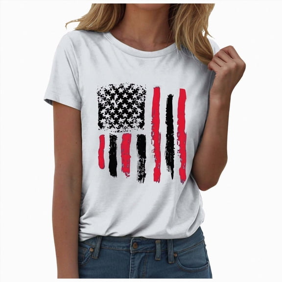 enyan USA 250th Anniversary Shirt Women American Flag T Shirt USA Star Stripes Fourth July Tee Shirts Casual America Flag Print V Neck Tee Tops White,XXL