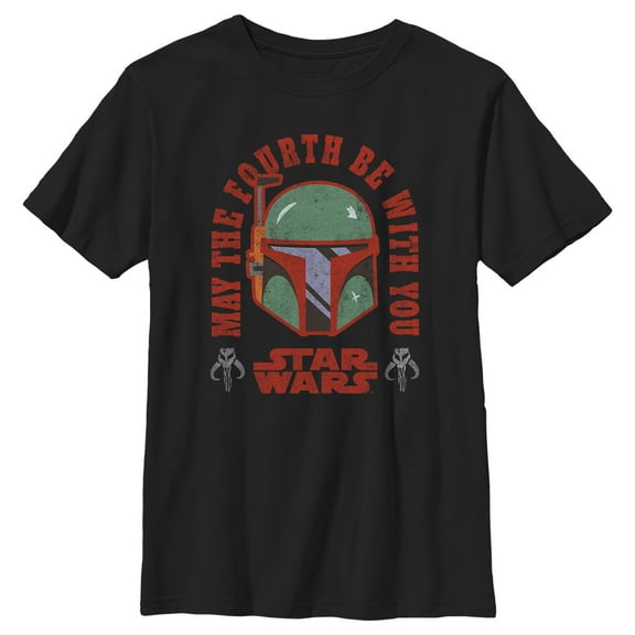 Boy's Star Wars Boba Fett May the Fourth Be With You Graphic Tee Black X Large