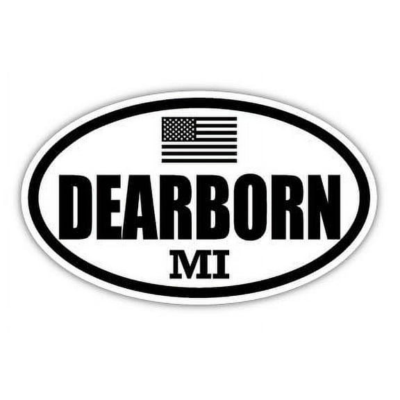 Dearborn MI Michigan Wayne County Stealthy Subdued Old Glory US Flag Oval Euro Decal Bumper Sticker 3M Vinyl 3" x 5"