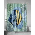 thumbnail image 5 of Fsddascl Coastal Ocean Shower Curtain Set - 54" x 78" Washable Bathtub Curtain with 12 Hooks, Summer Floral Stripe Ombre Fish Coral Waterproof Fabric Stall Shower Curtains for Bathroom/Bathtub, 5 of 6