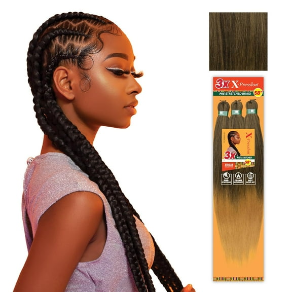 WEIF-X-pression prestretched braiding hair - 3x braid 58 inch all kanekalon flame retardant synthetic braid for box braids and twists (1 pack, SM1B/27)