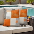 thumbnail image 3 of 2 Pack Outdoor Waterproof Throw Pillow Covers,Gray Orange Color Block Decorative Square Pillow Case Patio Pillowcases for Chair Couch Sofa 16x16in, 3 of 9