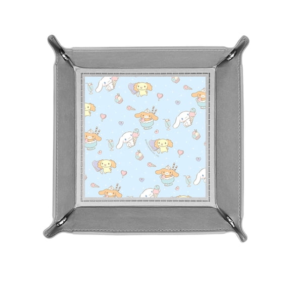 Cinnamoroll Valet Tray Desktop Storage Organizer – Premium PU Leather Catchall Tray Bedside Vanity Tray Nightstand Caddy Holder for Remote Controller, Keys, Phone, Wallet, Coin, Jewelry
