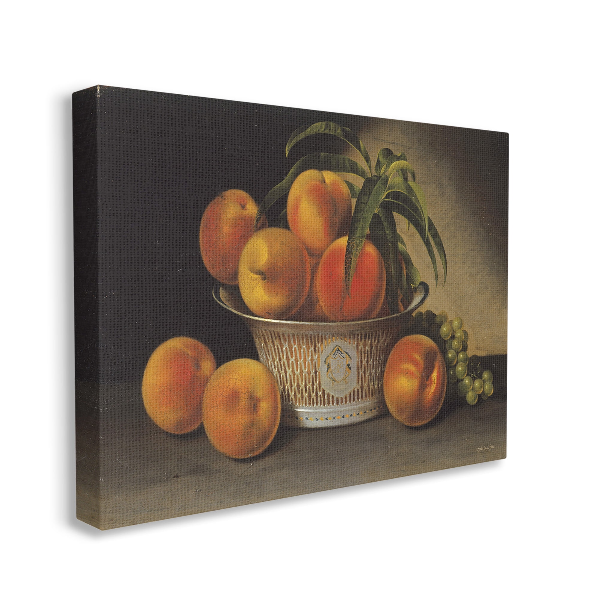 Stupell Industries Classic Peaches & Grapes Food & Beverage Painting Gallery Wrapped Canvas Art Print Wall Art, 48 x 36