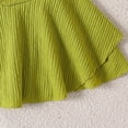 thumbnail image 5 of hengsof Teen Girls Off Shoulder Two Piece Set Solid Color Asymmetric Top Layered Skirt Trendy Party Outfit for 8-12 Years Old, 5 of 8