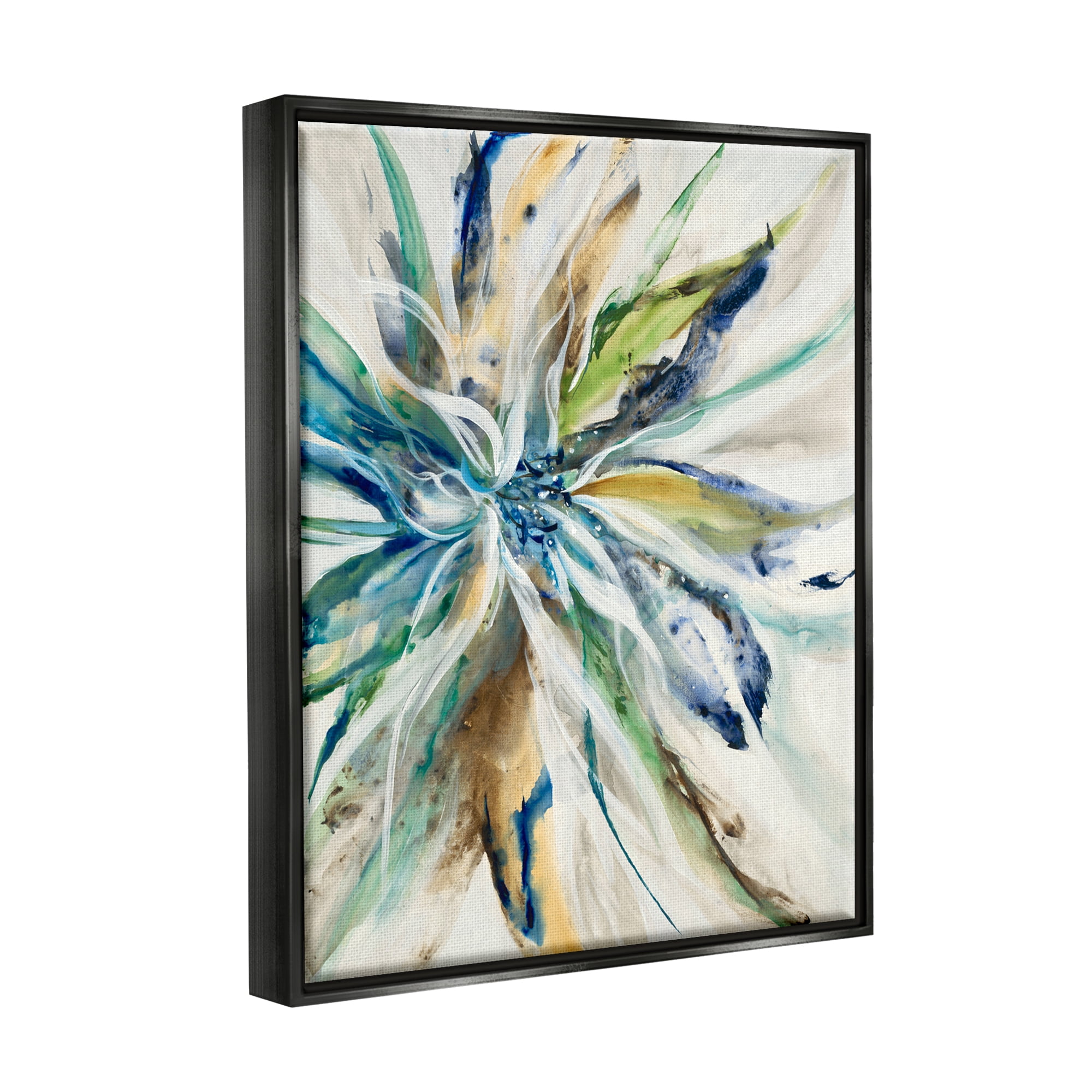 Stupell Industries Flower Petals Abstraction Abstract Painting Black Floater Framed Art Print Wall Art
