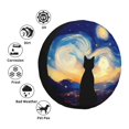 thumbnail image 4 of Wukai Cat Under Starry Skies Print Spare Tire Cover for RV Trailer,Waterproof PVC Faux Leather Wheel Cover Fit for Truck,Trailer,RV,SUV,Camper and Most Vehicle-16 inch, 4 of 6
