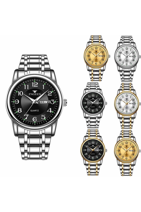 Watches for Men Metal Strap Watch Large Number Round Dial Business Casual Daily Wristwatch 2026 D One Size
