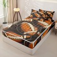 thumbnail image 2 of Homewish Retro Football Pattern Zipper Full Size Comforter Sets with Fitted Sheet and 2 Pillowcases, Vintage Sports Zipper Bedding Set for Men and Boys, Black Reversible, 4-Piece, 2 of 6