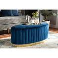 thumbnail image 5 of Baxton Studio Kirana Glam and Luxe Navy Blue Velvet Fabric Upholstered and Gold PU Leather Ottoman, 5 of 5