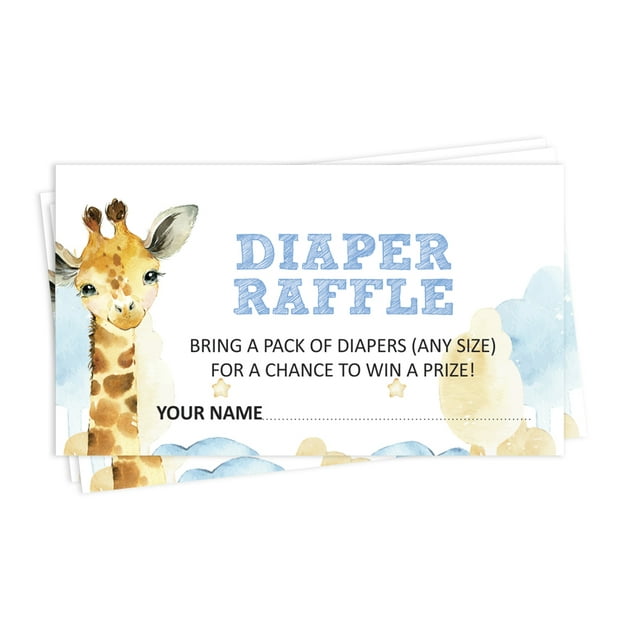 Inkdotpot 30Giraffe Jungle Animals Baby ShowerDiaper Raffle Ticket Lottery Insert Cards Supplies Games For Baby Shower Party Bring A Pack Of Diapers To Win Favors Gifts And Prizes