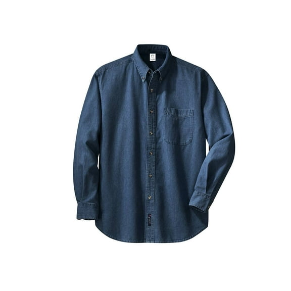 Gravity Threads Mens Long-Sleeve Denim Shirt - Ink Blue - Large