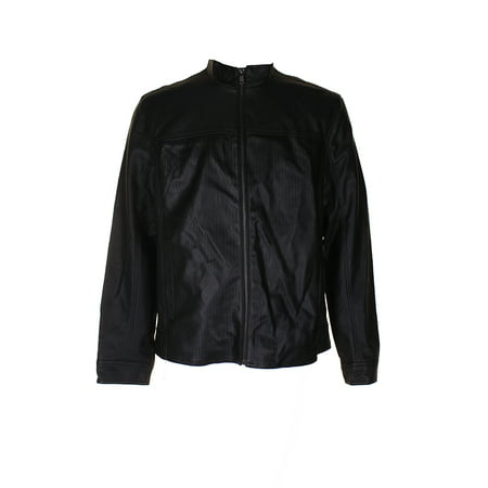 Alfani - Alfani Men'S Black Textured-Front Faux-Leather Bomber Jacket L ...