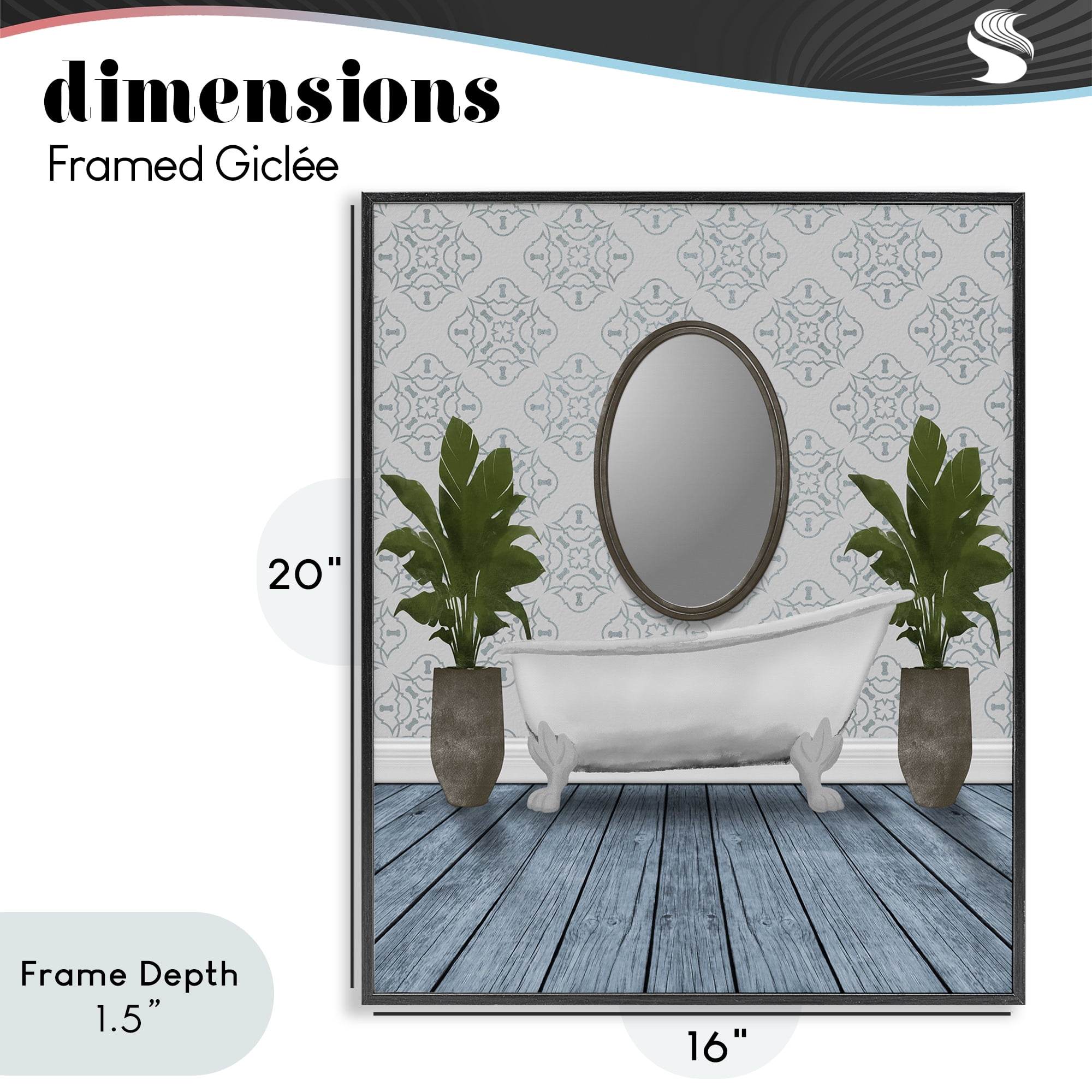 Stupell Industries Restful Wash Bathtub Black Framed Giclee Art, design by Marcus Prime