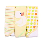 Spasilk Baby 3 Pack Soft Terry Hooded Towel Set for Newborn Boys and Girls, Yellow Duck