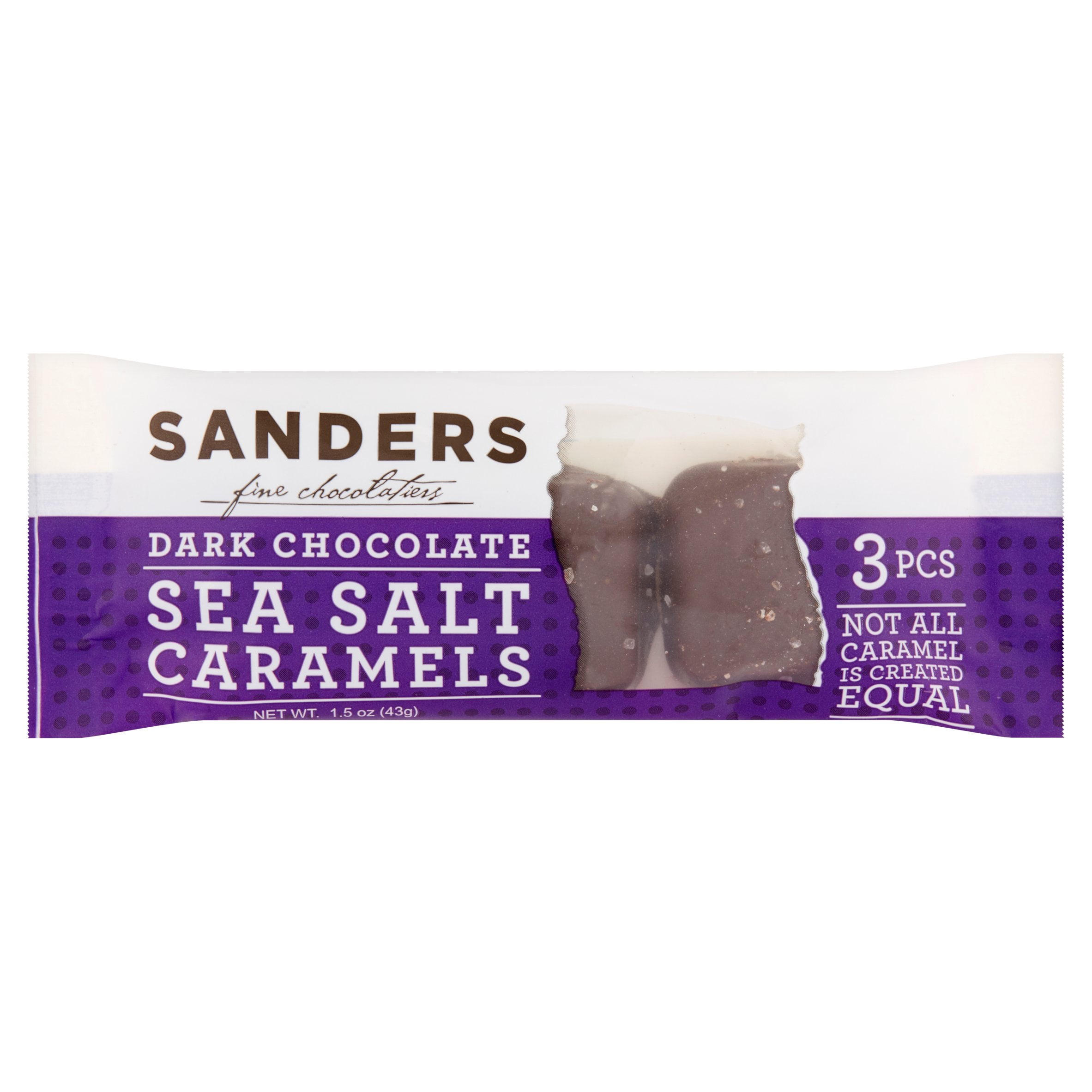 Sanders Fine Chocolatiers Sea Salt Caramels Dark Chocolate, 1.5 oz, 3