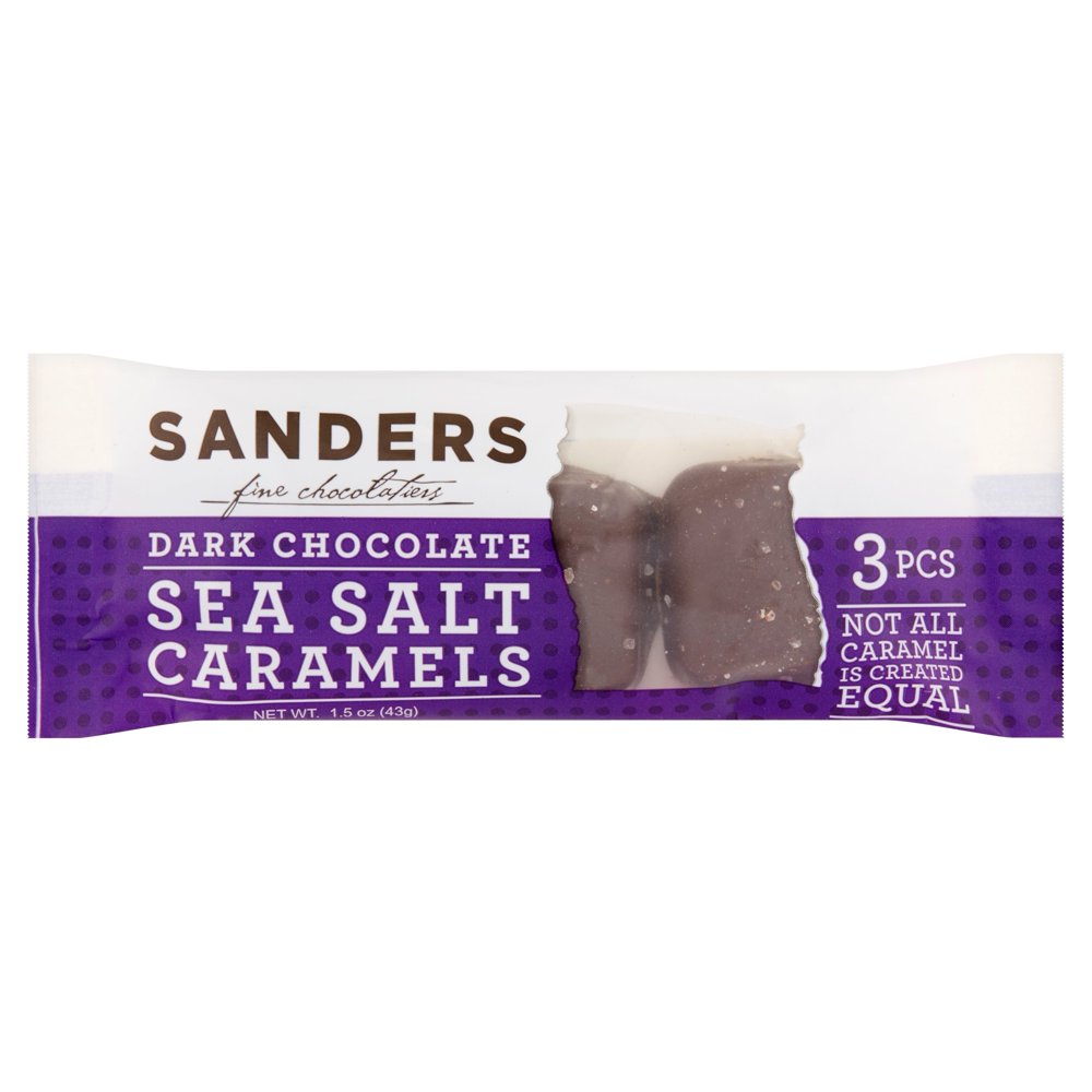 Sanders Fine Chocolatiers Sea Salt Caramels Dark Chocolate, 1.5 oz, 3 count