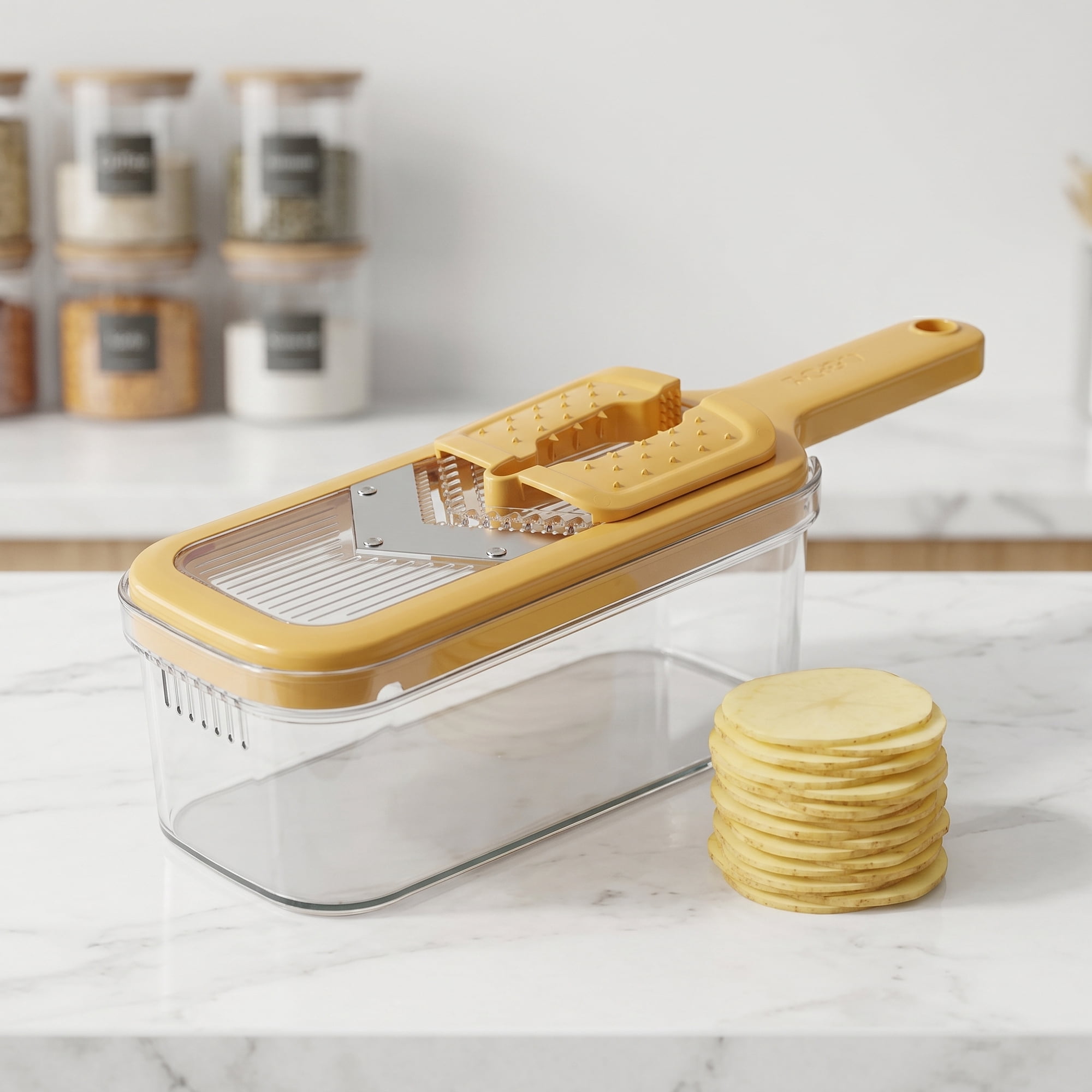 Unique Bargains Versatile 3-in-1 Vegetable Slicer and Chopper for Home Yellow B 13.2"x4.3"